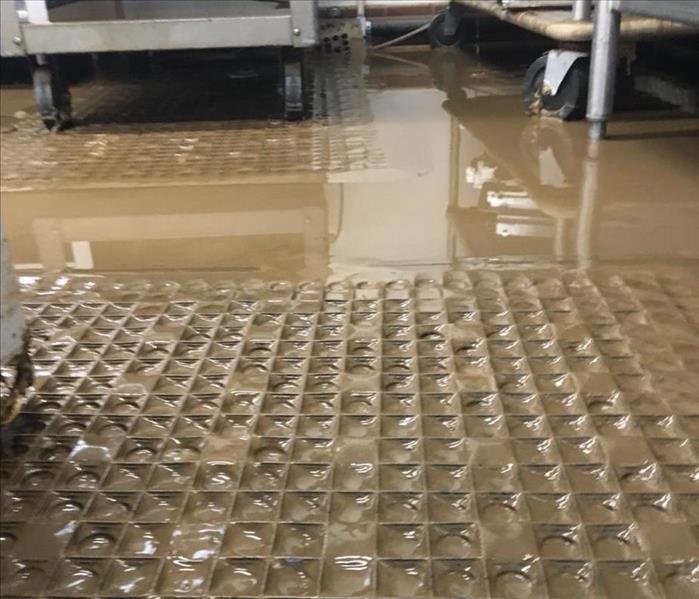 Flooded kitchen in school. 